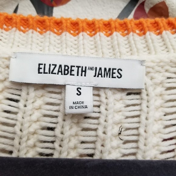 Elizabeth and James Orange Stripe Crop Sweater S - Picture 6 of 9